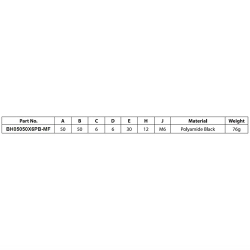 Polyamide Hinge - 50 x 50mm - Counter Sunk Holes + Concealed Fixing
